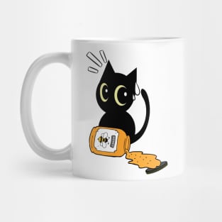 Naughty black cat spilled a jar of honey Mug